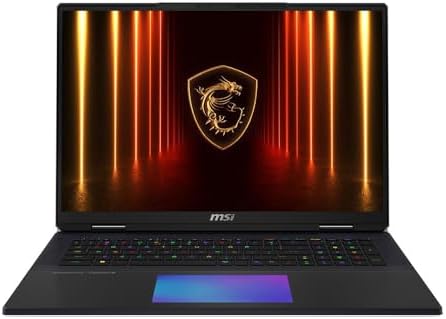MSI Titan 18 HX AI A2XWJG 18″ UHD+ Mini LED 120Hz, Gaming Laptop Computer – Core Black, Intel Core Ultra 9 285HX 2.1GHz; NVIDIA GeForce RXT 5090 GPU 24GB GDDR7; 64GB DDR5 RAM; 2 x 2TB NVMe SSD